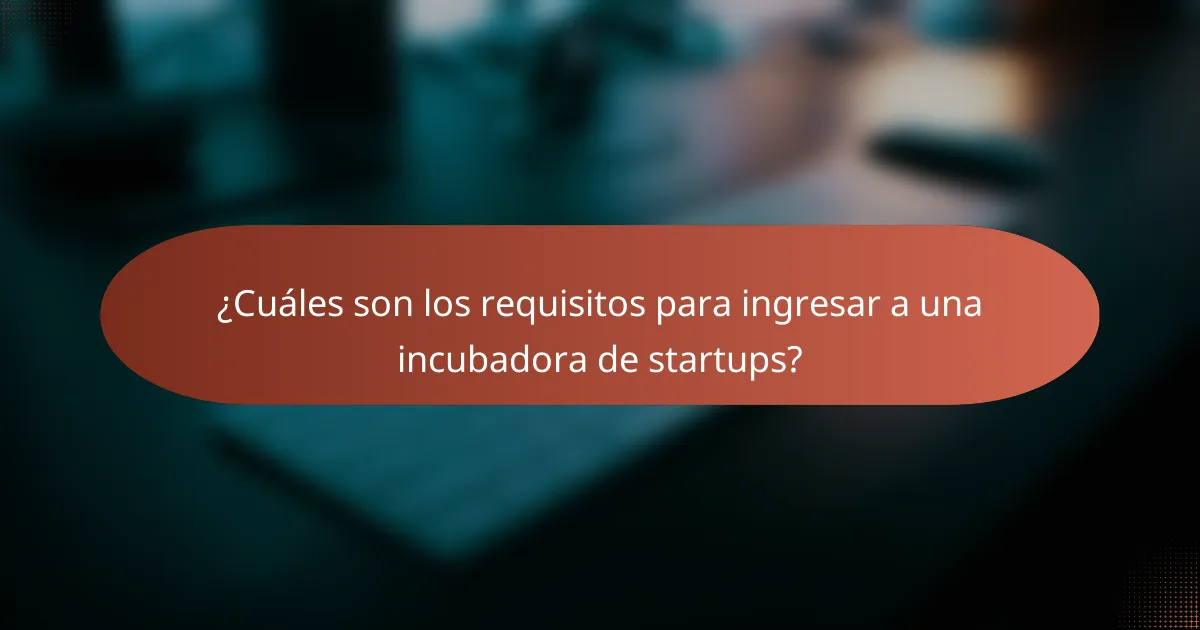 ¿Cuáles son los requisitos para ingresar a una incubadora de startups?