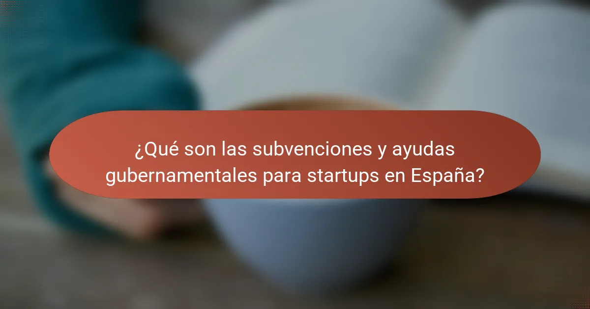 ¿Qué son las subvenciones y ayudas gubernamentales para startups en España?